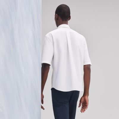 エルメス HERMES Hロゴプリントストライプ長袖シャツ ホワイト
