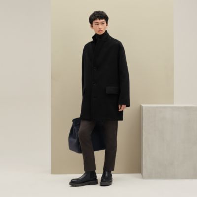 ジャケット・アウター HERMES Khaki Gray wool Stand collar Coat Hermes Khaki Quilted Jacket Detachable Wool Lining Size L - Etsy