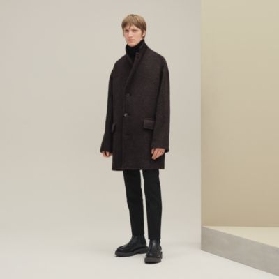 ジャケット・アウター HERMES Khaki Gray wool Stand collar Coat ジャケット・アウター HERMES Khaki Gray wool Stand collar