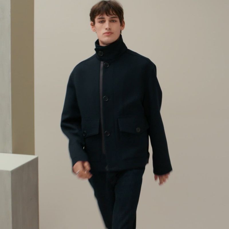 お買い得！◇【エルメス】バラのプリント！ブルーベースロオーバーブラウス＃３８◇ オーバーシャツ--563100HB02-