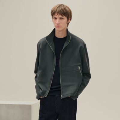 ジャケット・アウター HERMES Khaki Gray wool Stand collar Coat