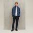 Zipped denim jacket shirt, indigo lavé
