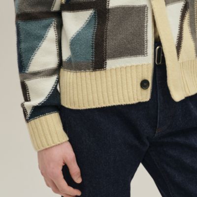 HERMES CACHMERE100 Cardigan メッシュ織り 切替 HERMES CACHMERE100 Cardigan メッシュ織り 切替 - メルカリ