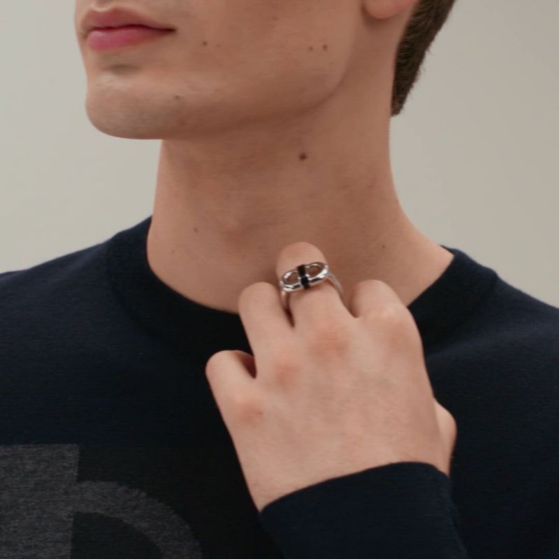 【新品未使用】HERMES ショートスリーブニット 《マイヨン・アン・カルク》 ショートスリーブニット 《マイヨン・アン・カルク》 - グレー - 3XL