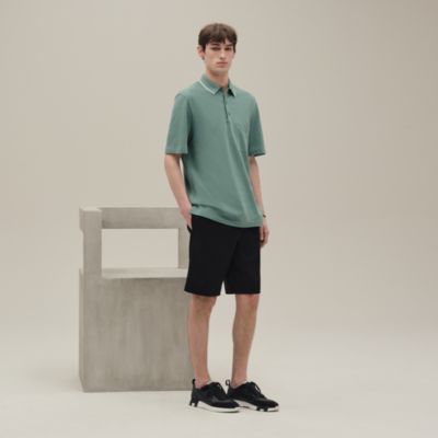 HERMES グリーン ポロシャツ M 中古・古着通販】HERMES (エルメス) スキッパーニットポロシャツ