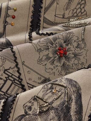 Le Philateliste du Faubourg Exceptional embroidered scarf 90, View: Detail, detail, view 4 of 4