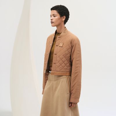 Reversible jacket with leather detail