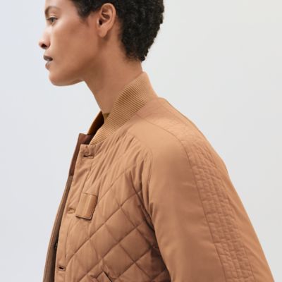Reversible jacket with leather detail