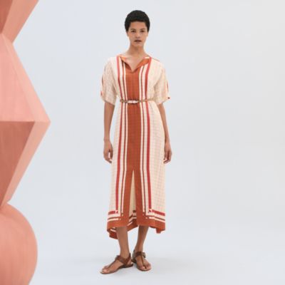 78,000円　エルメス  ノースリーブ＆スカート SET]サテンパイピングレースノースリーブトップス+ニュアンス