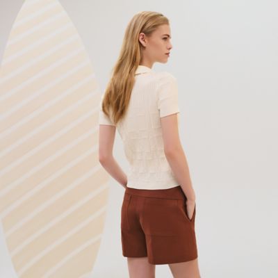"Coaching" short-sleeve sweater
