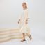 "Crepe Envers Satin" long-sleeve twillaine caftan cardigan, blanc cassé, no stock