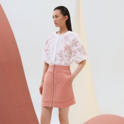 HERMES エルメス　スタンドカラーブラウス CLEARANCE-SALE スタンド フリル カラー ブラウス HUIT 全2色