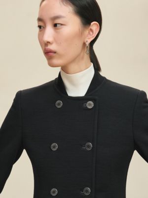 Short pea coat with leather details, View: Worn, worn, view 5 of 7
