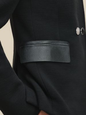 Short pea coat with leather details, View: Worn, worn, view 7 of 7
