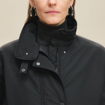 名品 HERMES ウールダッフルコート アウター ショート丈 ブラック 38