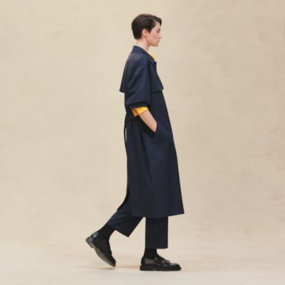 べる　エルメス(HERMES)ネイビー トレンチコート HERMES エルメス トレンチコート ロングコート メンズ52 ネイビー