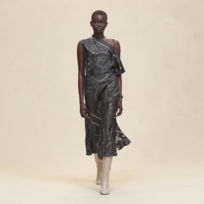 ノースリーブドレス 《パルフロワ・リミックス》プリント - ブルー