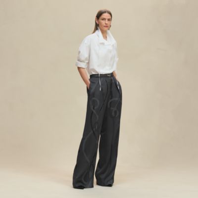 マキシTシャツ 刺繍入り - ブラック | Hermès - エルメス-公式サイト