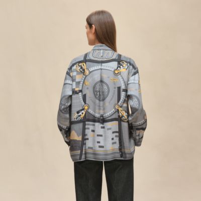 ⭐️HERMES シルク チェーン柄 長袖シャツ❗️⭐️ 柄シャツ ベルトチェーン柄 長袖[品番：DCTW0003546]｜Decorative