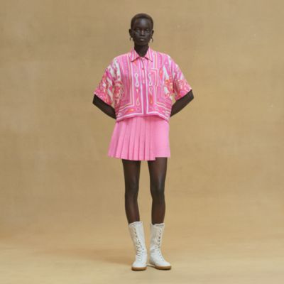 HERMES ブラウス　2024年 L】ハンマーサテン タイ付き長袖ブラウス(79613408-2024