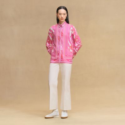 Les Mustangs Marble Silk scarf 90 - Pink | Hermès UK