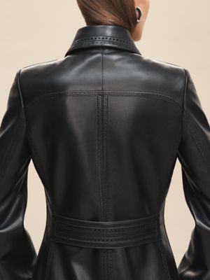 퍼포레이티드 디테일 롱 코트, 보기: 이미지: 제품 착용 이미지, worn, 4개 중 7번째 보기