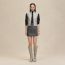 Knit and leather vest, gris perle