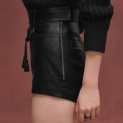HERMES レザー パンツ 黒 ショートパンツ - レディス, ウェア, パンツ＆ショートパンツ | Hermès