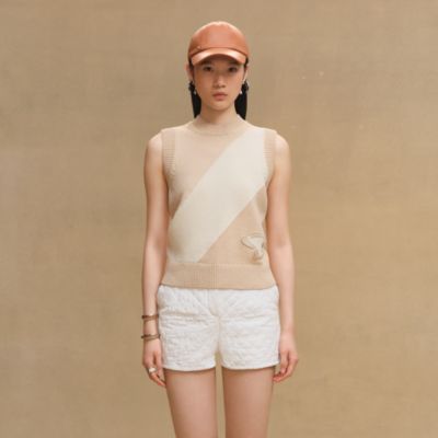 HERMÈS 半袖ニット ピンク 馬車デザイン HERMÈS 半袖ニット ピンク