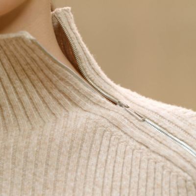 Hermès エルメス Melange Knit Sweater vintage HERMES leather switching camel knit sweater | NOIR