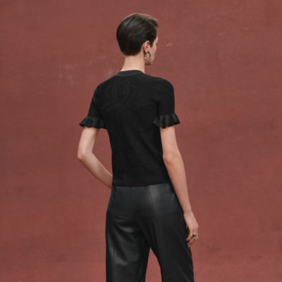 本物 美品 カタログ掲載 エルメス アートデザイン切替 カシミア  セーター 黒 本物 美品 カタログ掲載 エルメス アートデザイン切替 カシミア