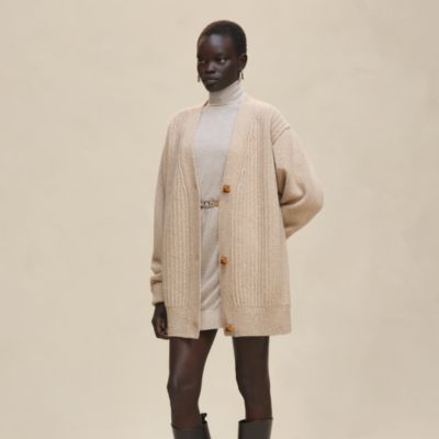 ✨アラブ✨ HERMES ツイルレーヌロングカーディガン 34 HERMES ツイル