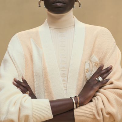 HERMES カシミアシルク カーディガン 40 バレーリナ バレリーナ柄