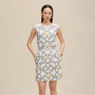 美品　HERMES シルク　エルメス刺繍　ベルト付　コート　ワンピース HERMES - 極美品 Vintage エルメス HERMES ワンピース ベルト付き 総柄