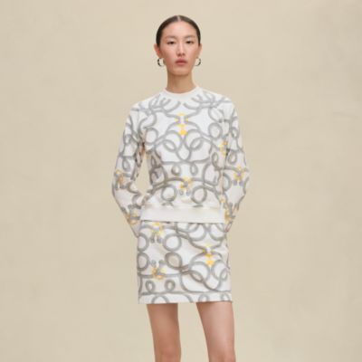 □ □44557☆エルメス ナウサシェーヌ シルク ニット カットソー