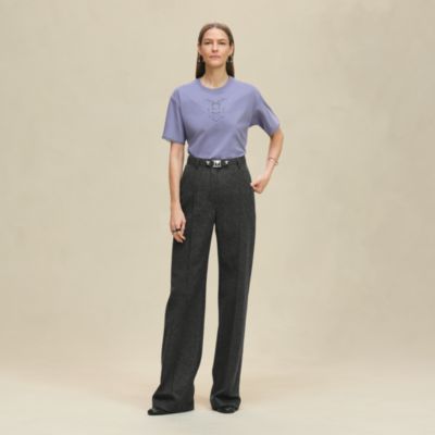 マキシTシャツ 刺繍入り - ブラック | Hermès - エルメス-公式サイト