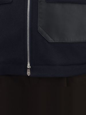 Cashmere zipped straight cut jacket with leather details, View: front, front, view 7 of 7