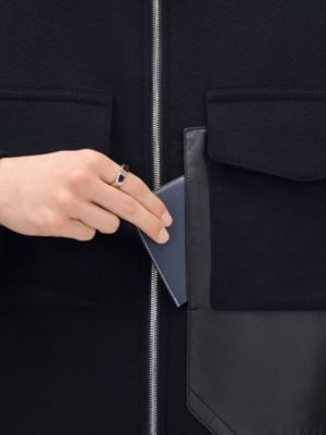Cashmere zipped straight cut jacket with leather details, View: Worn, worn, view 6 of 7