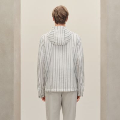 HERMES エルメス ストライプ柄ジップアップフーデッドジャケット ホワイト ホワイト - メンズ ジャケット＆ブレザー | Hermès - エルメス-公式サイト