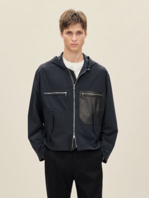 Hooded jacket with leather detail, View: Worn, worn, view 2 of 6