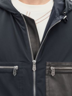 Hooded jacket with leather detail, View: Worn, worn, view 6 of 6