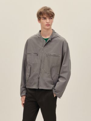Hooded jacket with leather detail, View: Worn, worn, view 2 of 6