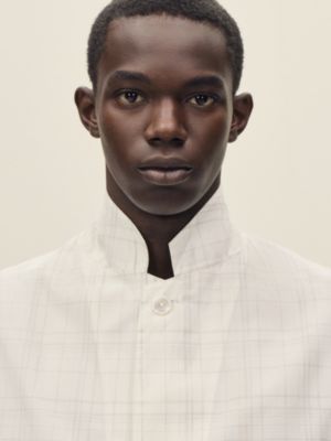 "Carreaux mouchoir" Rive Gauche jacket shirt, short model, View: Worn, worn, view 4 of 6