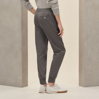 ◇HERMES メンズ コットンパンツ ダークグリーン×黄緑ライン 裾ジップ Champion チャンピオン ウォームアップ トラックパンツ サイドライン
