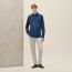 "Calligraphie Equestre Jacquard" fitted shirt with Louis collar, indigo lavé