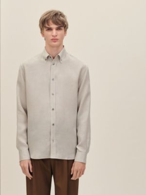 Camisa de corte reto com colarinho abotoado, Exibir: Sendo usado, worn, visualizar 2 de 5