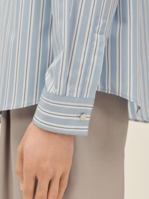 "Rayures fond colore" boxy fit shirt with Louis collar, View: Worn, worn, view 5 of 5