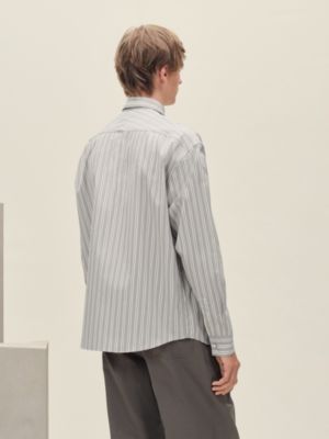 "Rayures fond colore" boxy fit shirt with Louis collar, View: Worn, worn, view 3 of 5