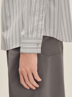 "Rayures fond colore" boxy fit shirt with Louis collar, View: Worn, worn, view 5 of 5