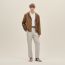 Zipped hooded jacket shirt, caramel